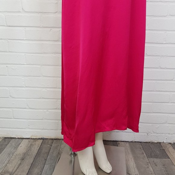 By Anthropologie Audrey Satin Midi Dress UK 16 US 12 Pink Cut Out BNWT - Picture 5 of 15